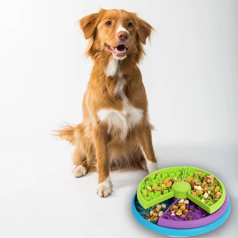 3-Layer Rotating Slow Feeder Bowl for Dogs & Cats