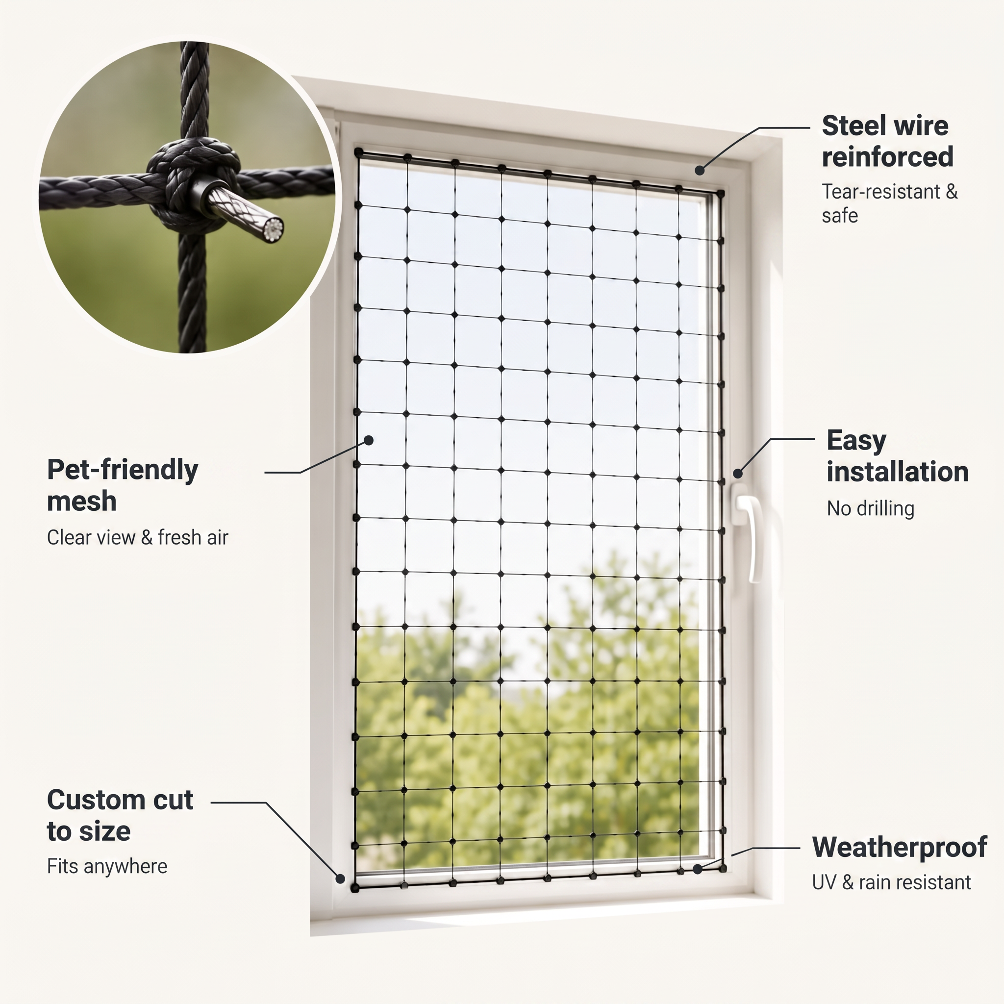 SafePaw Cat Safety Net for Balcony & Window