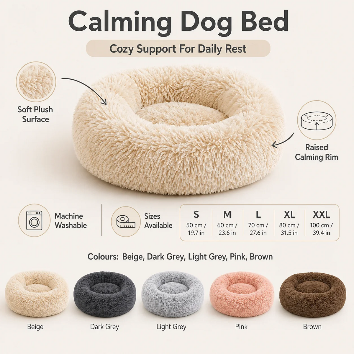 Soft Plush Donut Dog Bed for Dogs & Cats
