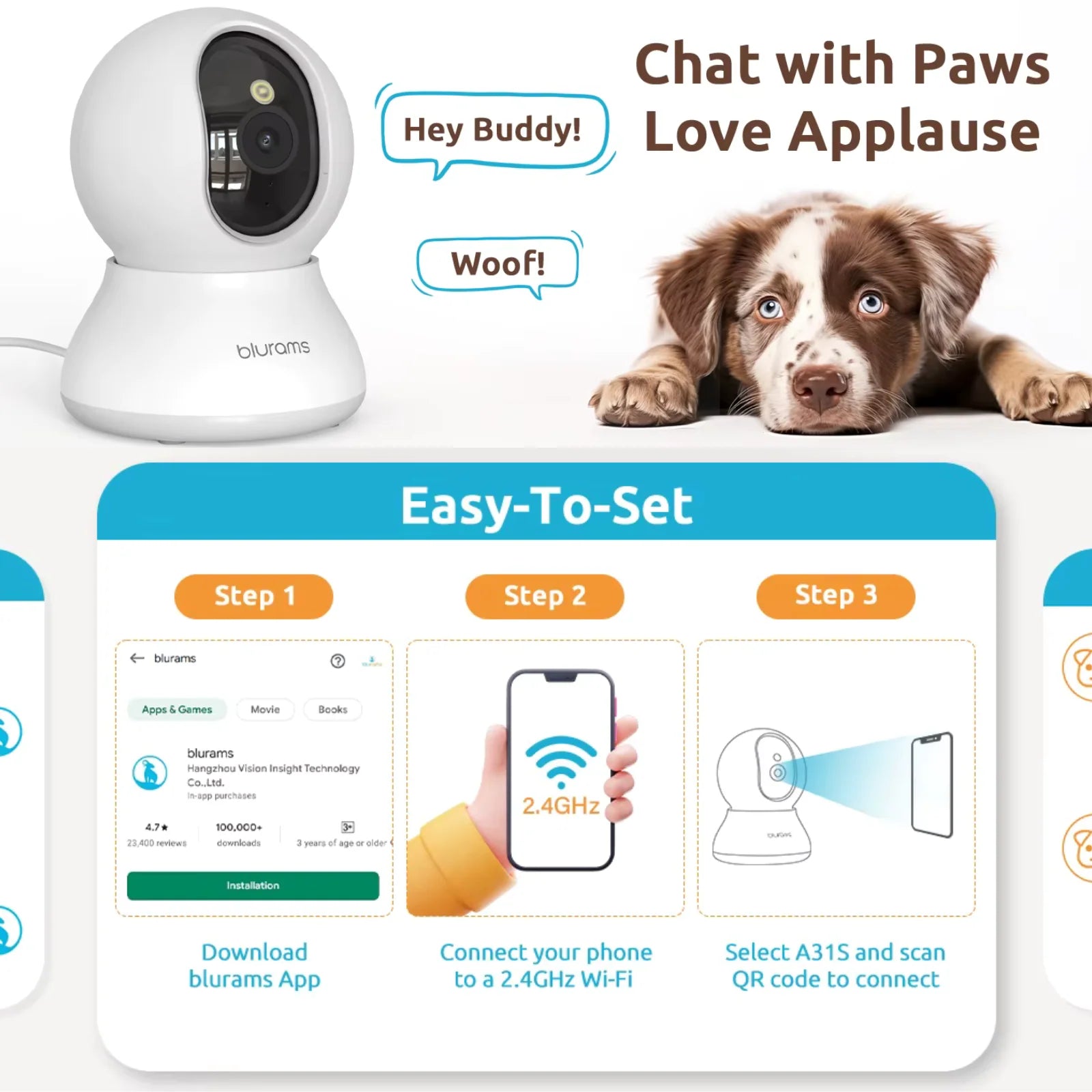 2K 360° Pet Camera with App Control