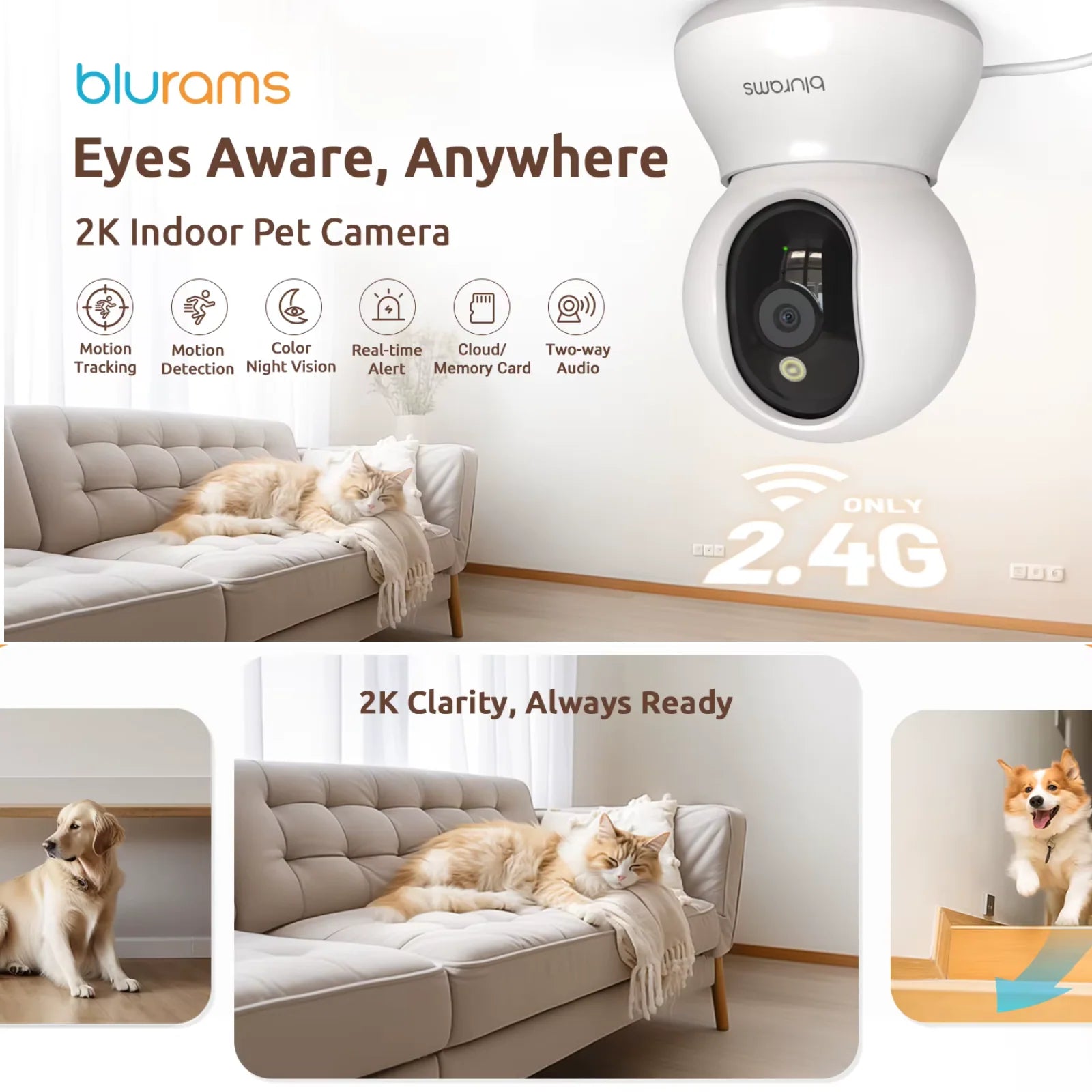 2K 360° Pet Camera with App Control