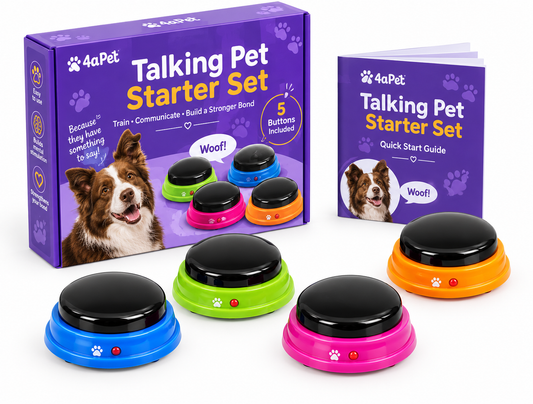 Hunger for Words Talking Pet Starter Set – 4 Recordable Dog Buttons
