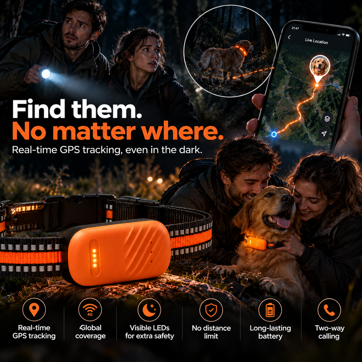 4G GPS Pet Tracker for Dogs & Cats with Two-Way Audio