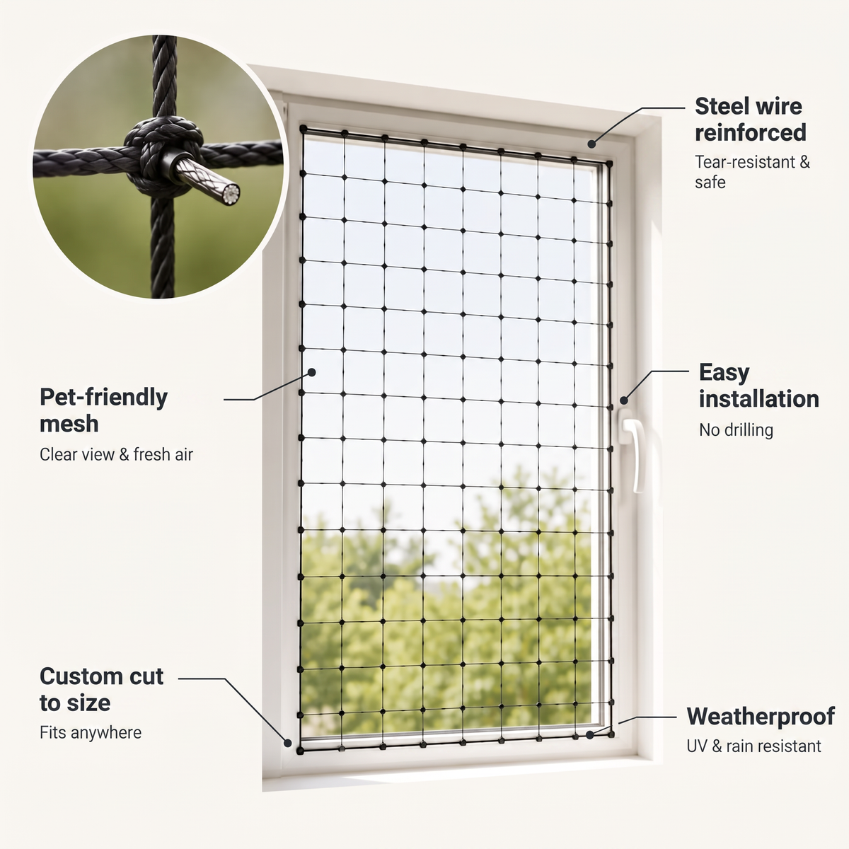 SafePaw Cat Safety Net for Balcony & Window