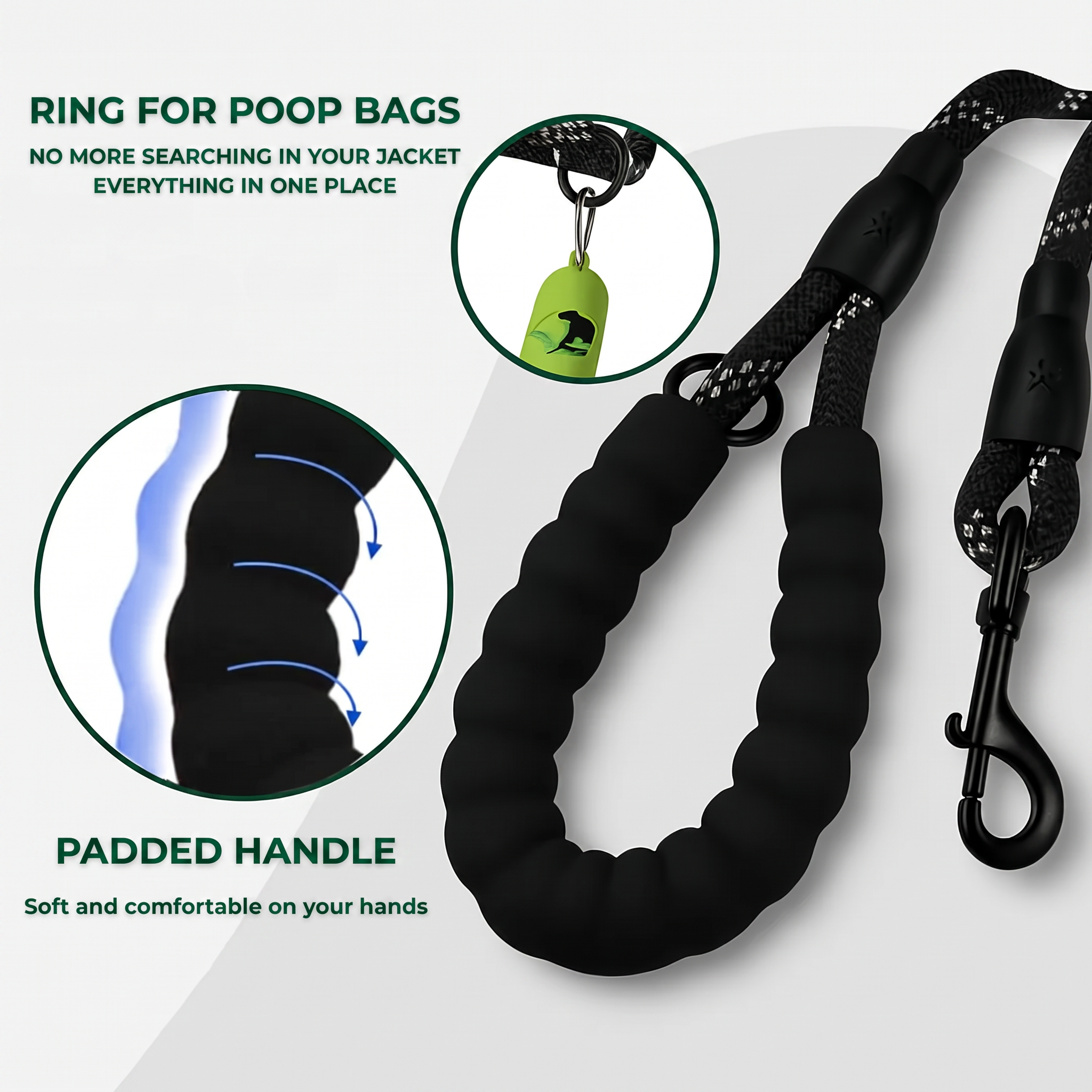 Reflective Dog Lead with Soft Grip Handle