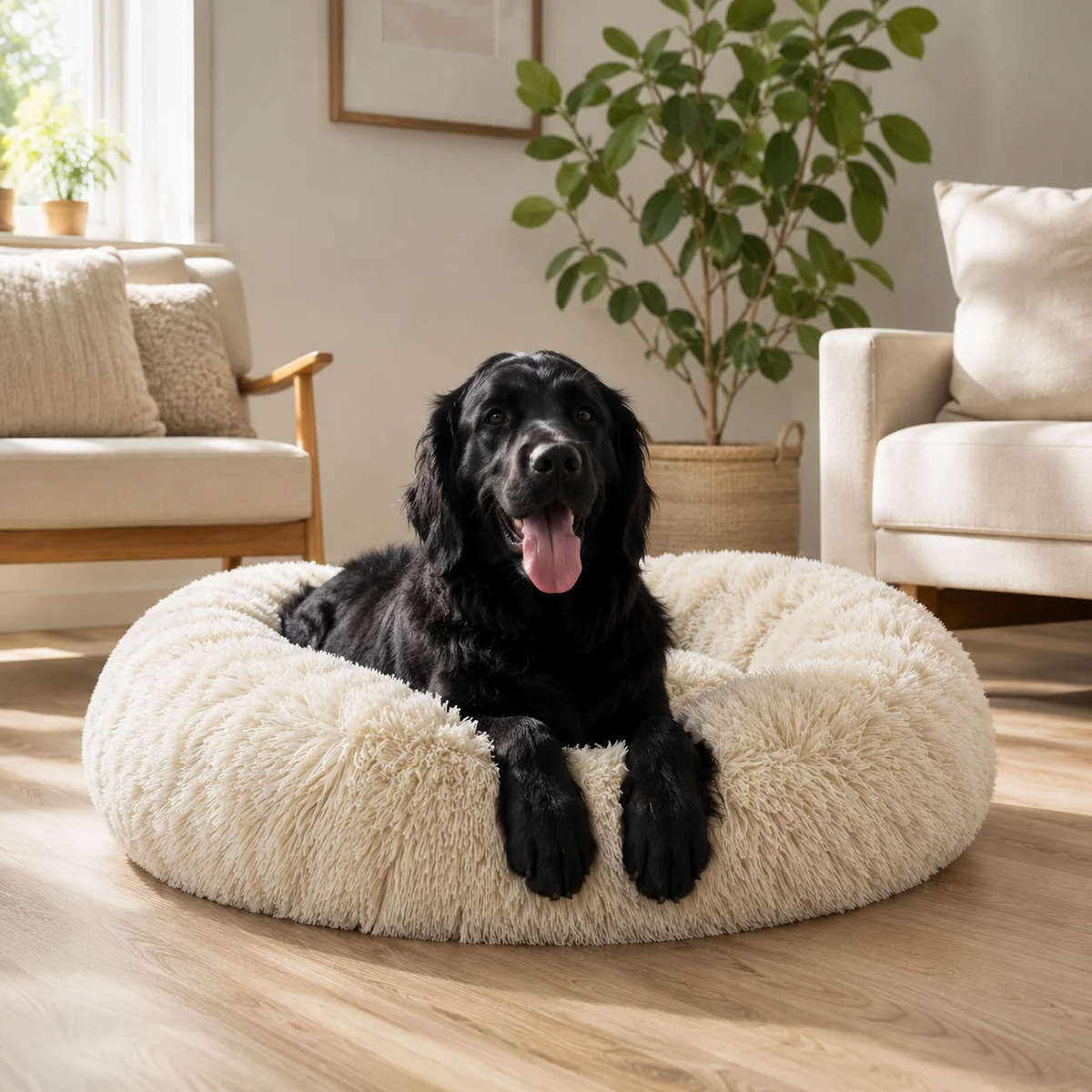 Soft Plush Donut Dog Bed for Dogs & Cats