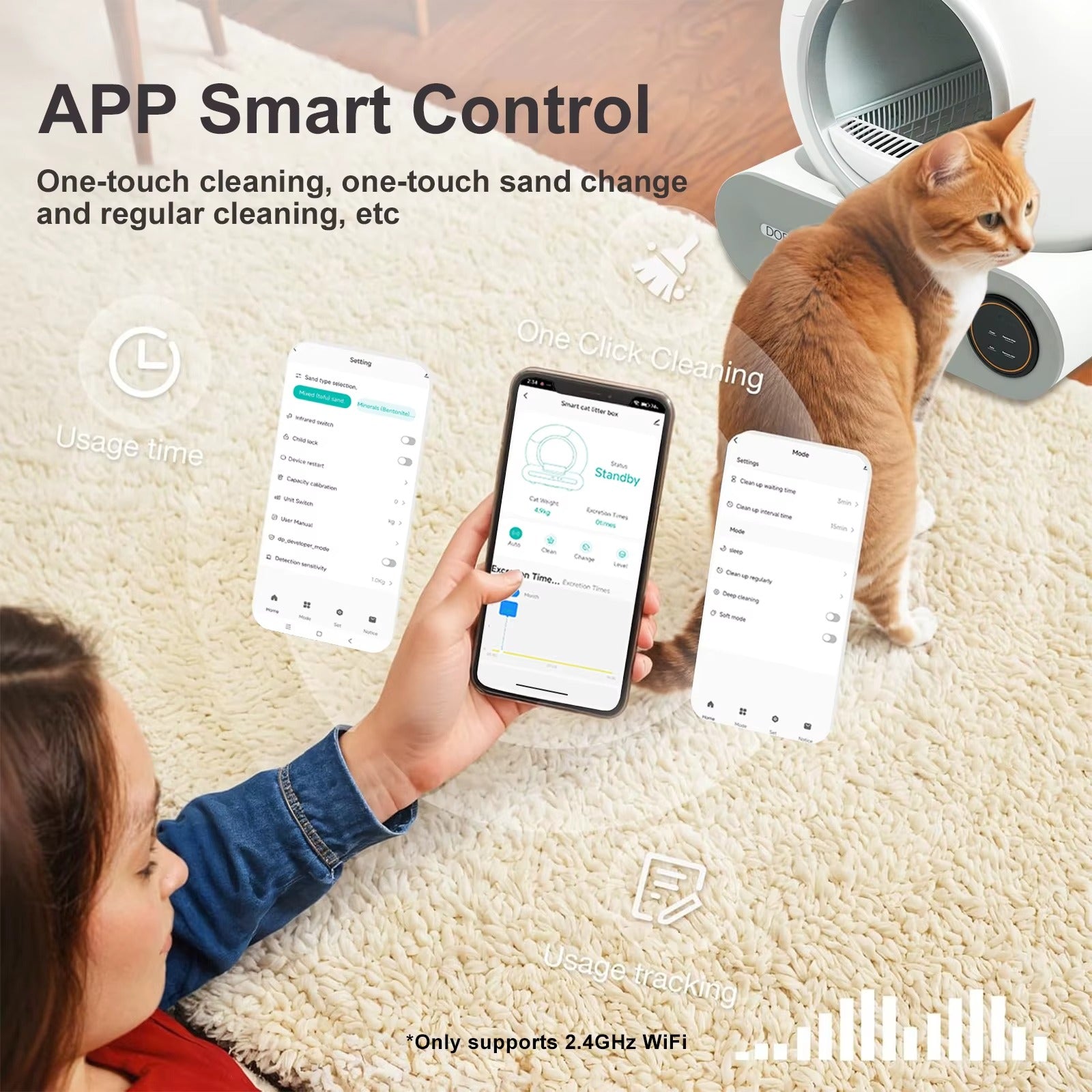 Self-Cleaning Automatic Cat Litter Box with App Control