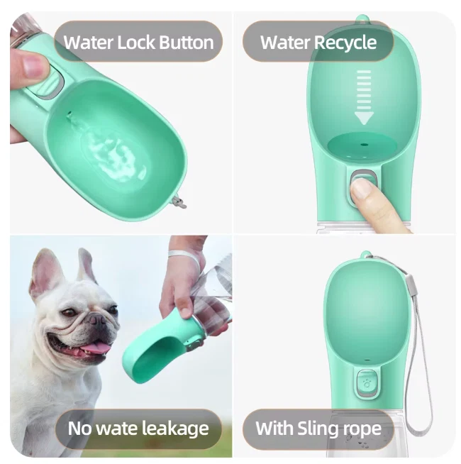 Portable Dog & Cat Water Bottle with Built-In Bowl