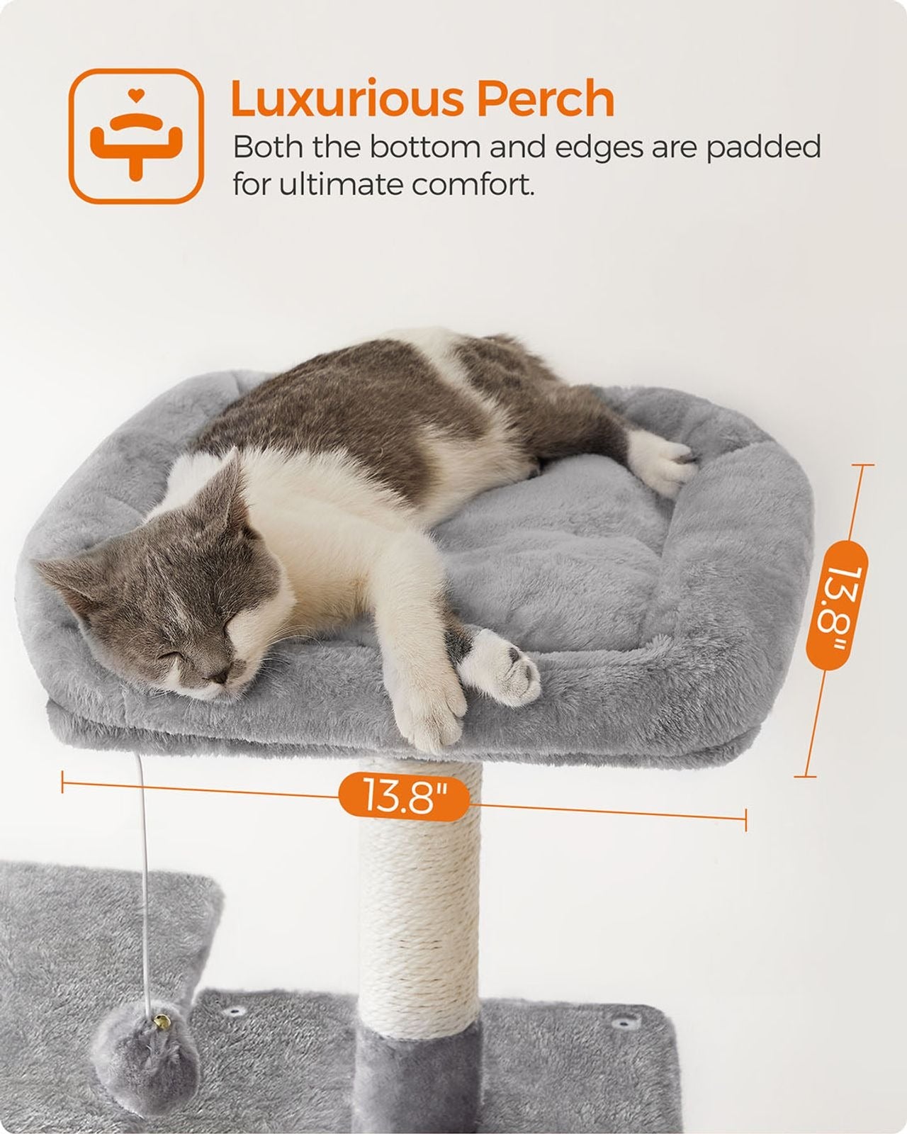 143cm Multi-Level Cat Tree with Hammock & Pompoms
